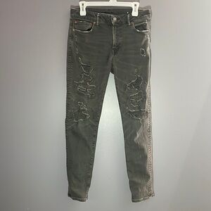 American Eagle Black Ripped Skinny Jeans